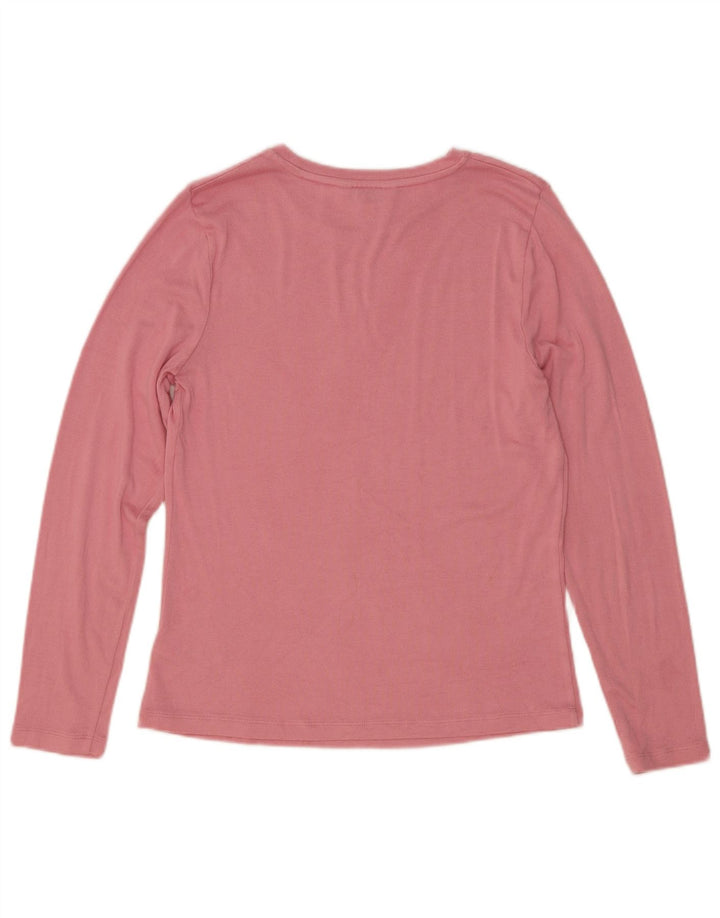 Marks & Spencer Womens Top Long Sleeve UK 12 Medium Pink Viscose