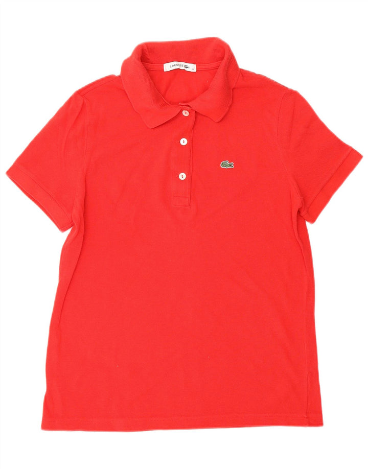 LACOSTE Womens Polo Shirt Size 38 Medium Red Cotton