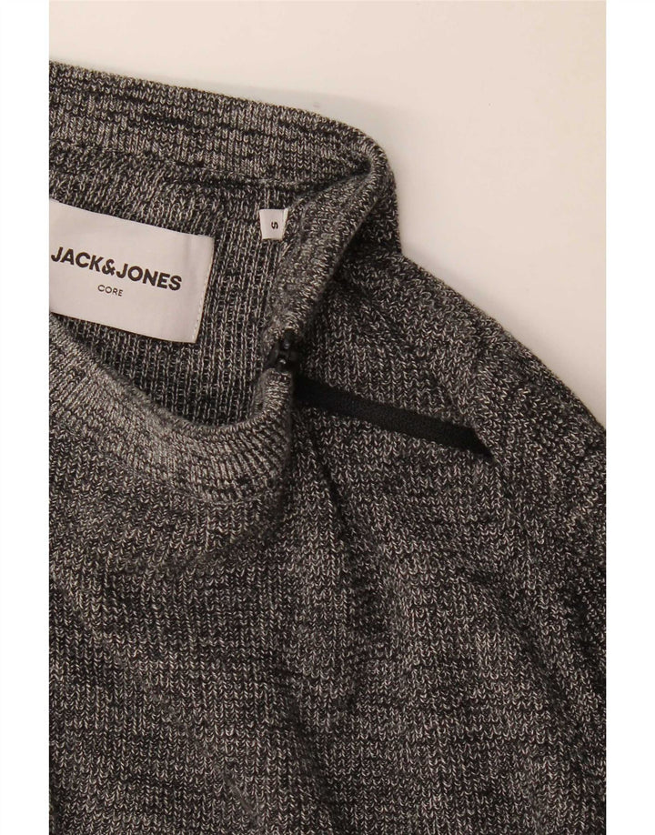 Jack & Jones Mens Regular Fit Zip Neck Jumper Sweater Small Grey Flecked