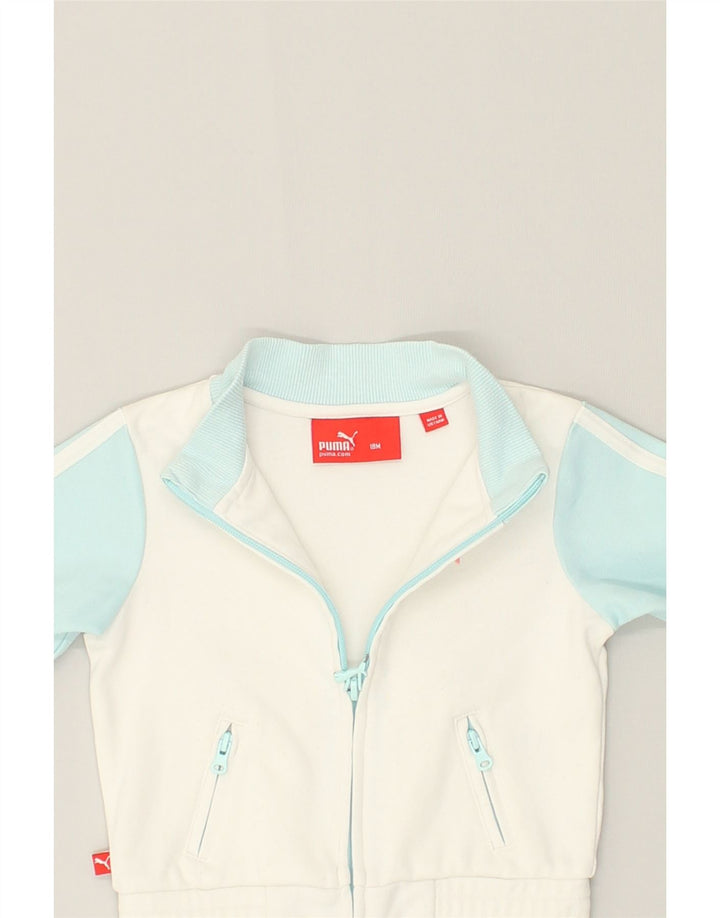 PUMA Baby Girls Cardigan Sweater 12-18 Months White Colourblock Cotton | Vintage Puma | Thrift | Second-Hand Puma | Used Clothing | Messina Hembry 