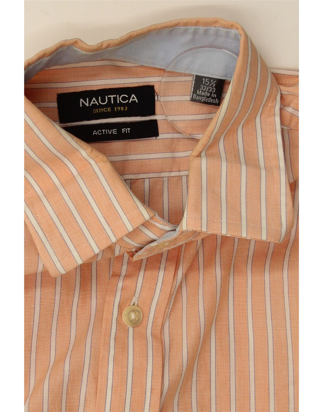 NAUTICA Mens Active Shirt Size 15 1/2 Medium Orange Striped Cotton Vintage Nautica and Second-Hand Nautica from Messina Hembry 