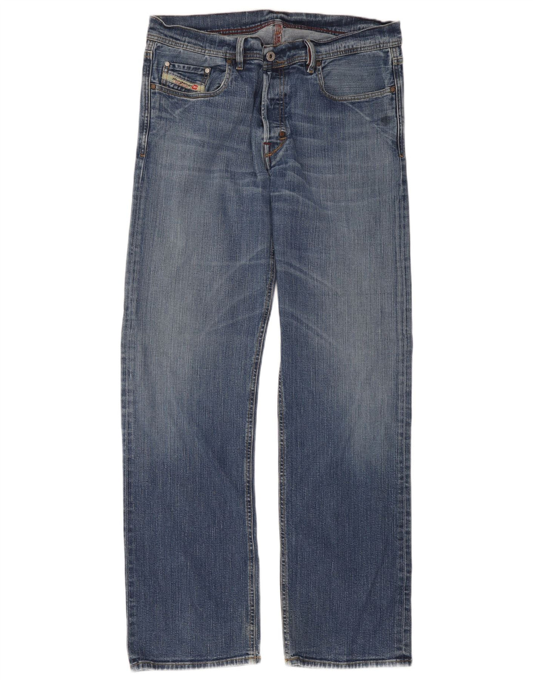 Diesel Mens Straight Jeans W36 L32 Blue Cotton