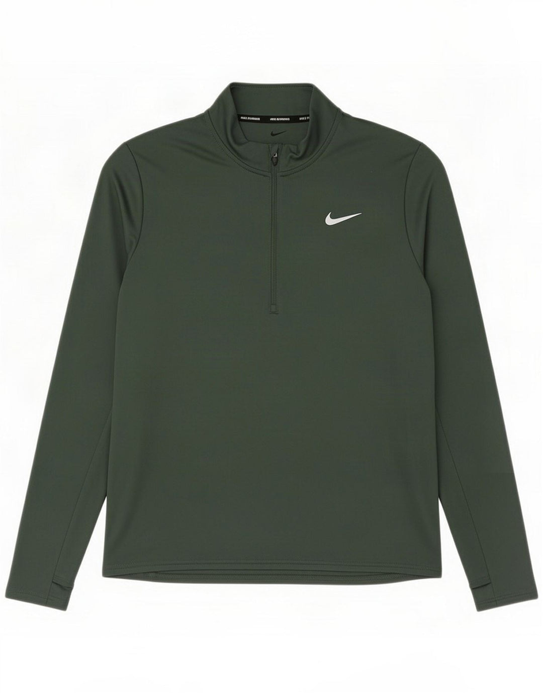 Nike Uomo Dri Fit Zip Neck Pullover Tuta da ginnastica Top Large Verde Poliestere
