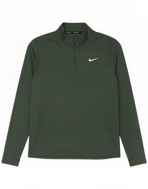 Nike Mens Dri Fit Zip Neck Pullover Trainingsanzug Top Large Green Polyester