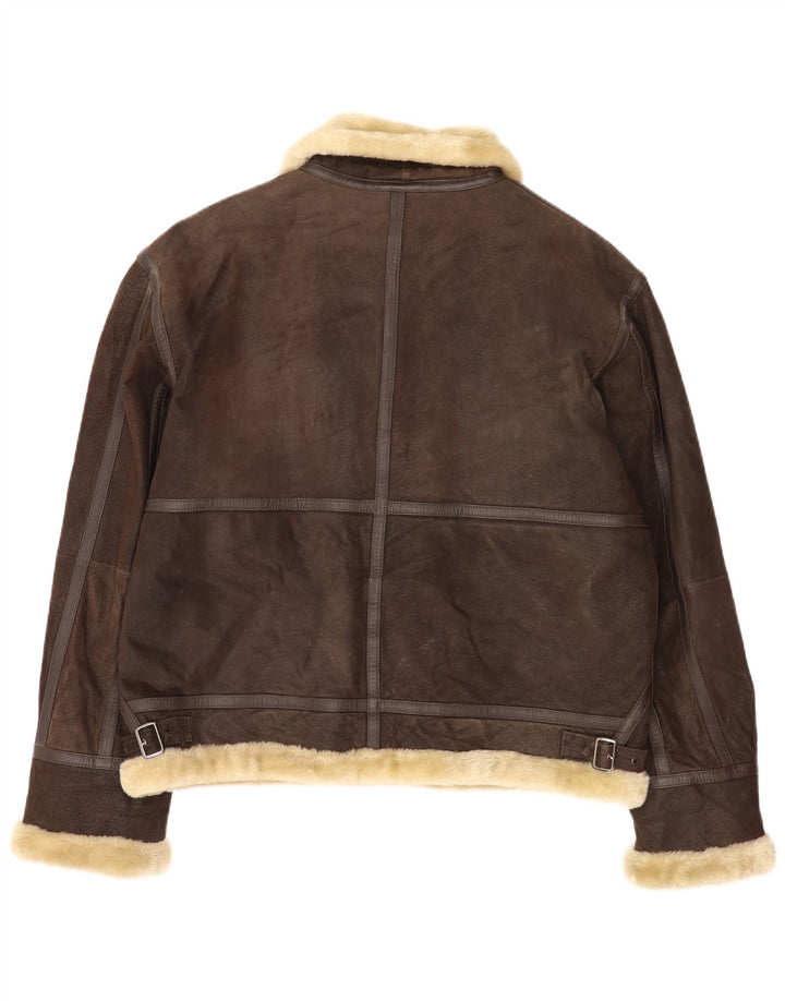 Conbipel Mens Shearling Jacket UK 42 XL smeđa koža