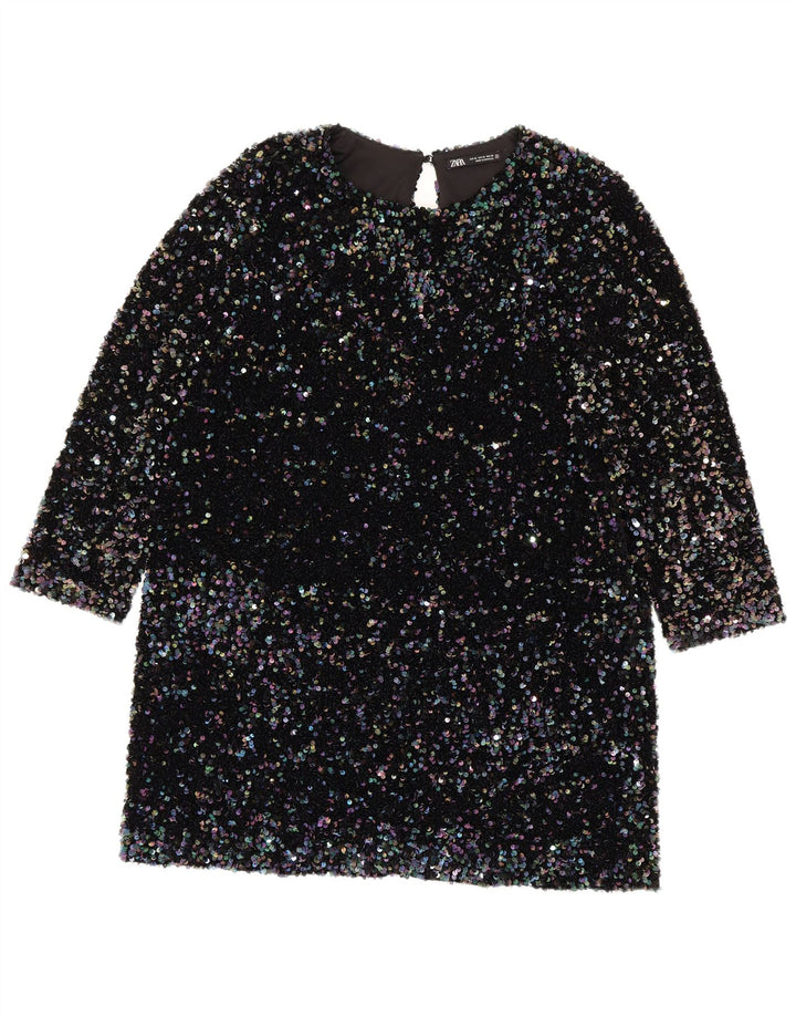 Zara Dame 3/4 ærmer Pailletter Shift Dress UK 18 XL Flerfarvet polyester