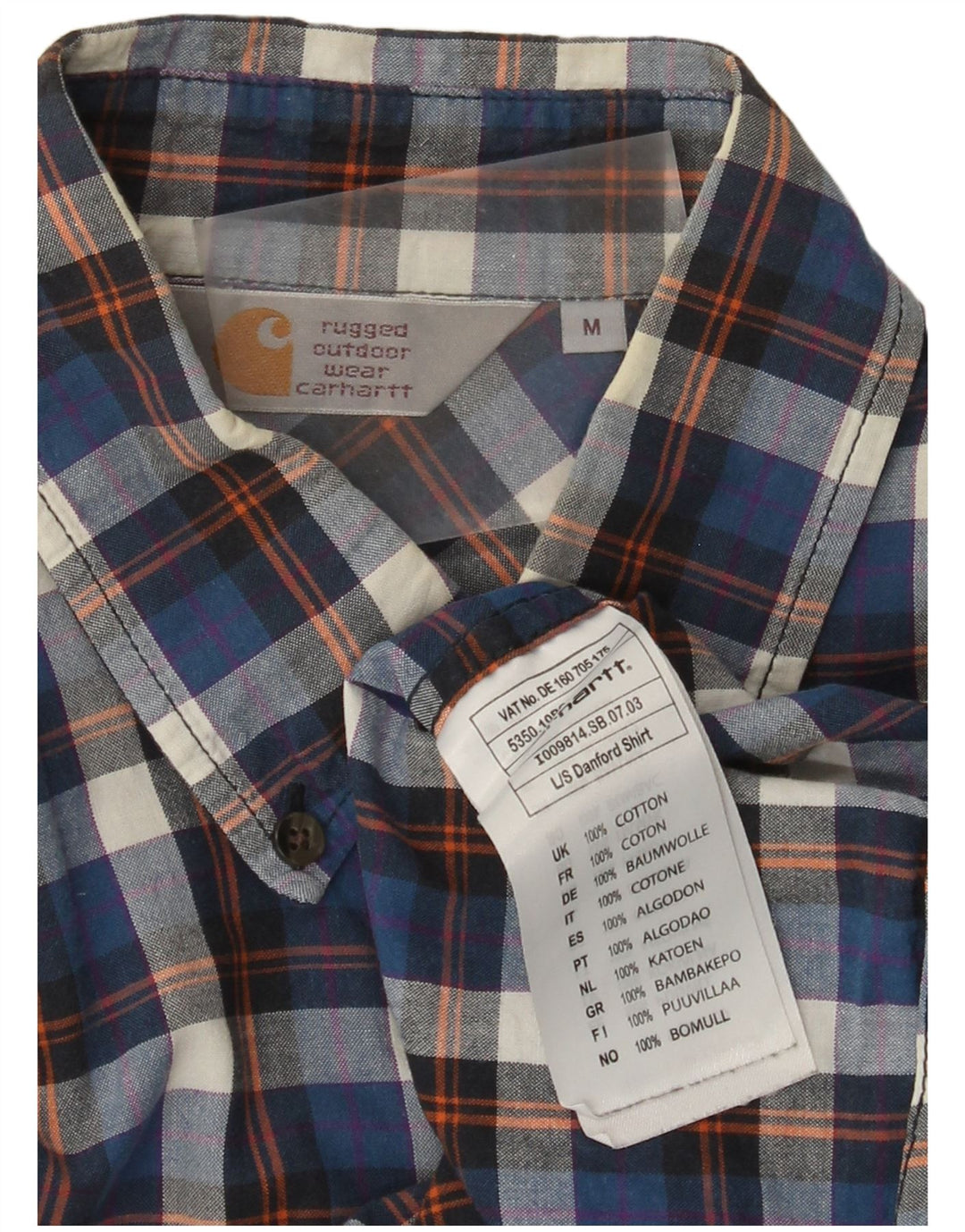 Carhartt Mens Shirt Medium Blue Check Cotton