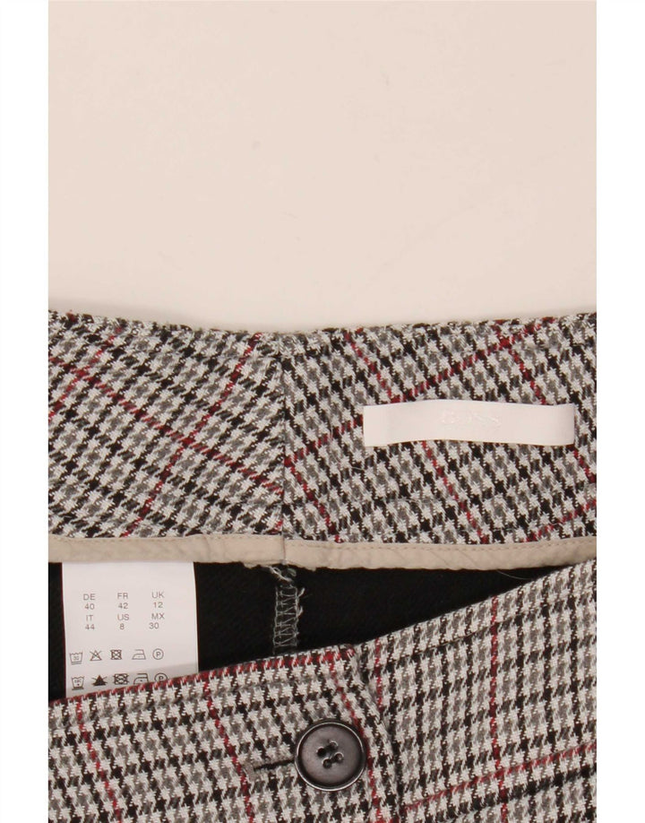 Hugo Boss Womens Suit Trousers UK 12 Medium W32 L27 Grey Houndstooth