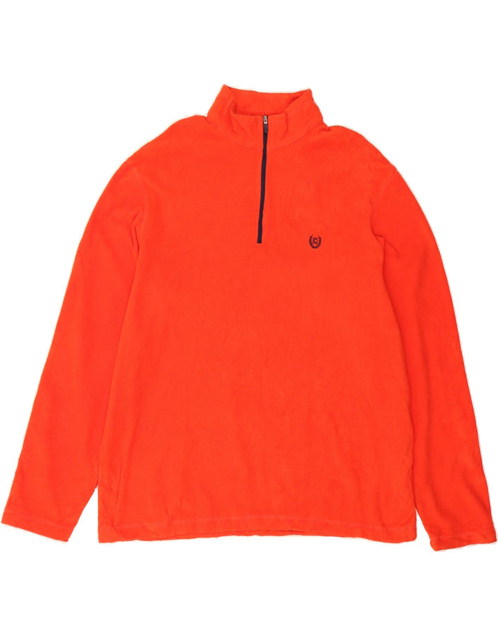 CHAPS Mens Zip Neck Fleece Jumper XL Orange Polyester Vintage Chaps and Second-Hand Chaps from Messina Hembry 