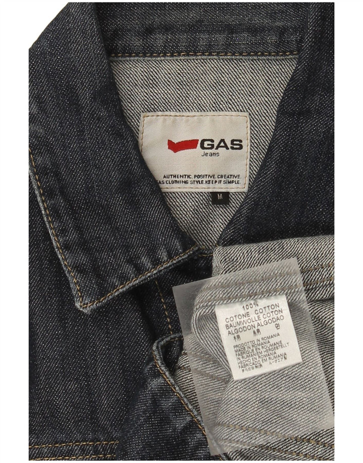 Gas Dame Crop Denim Jacket UK 12 Medium Navy Blue Bomuld