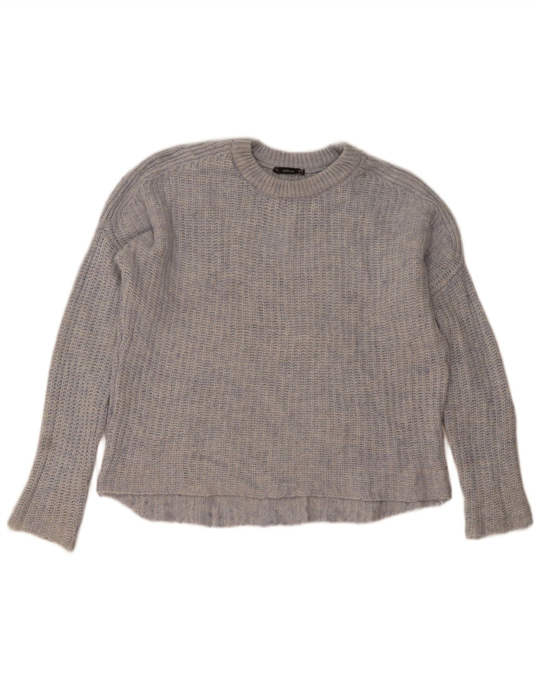 Zara Womens Oversized Boat Neck Jumper Sweater UK 14 Medium Blue Flecked