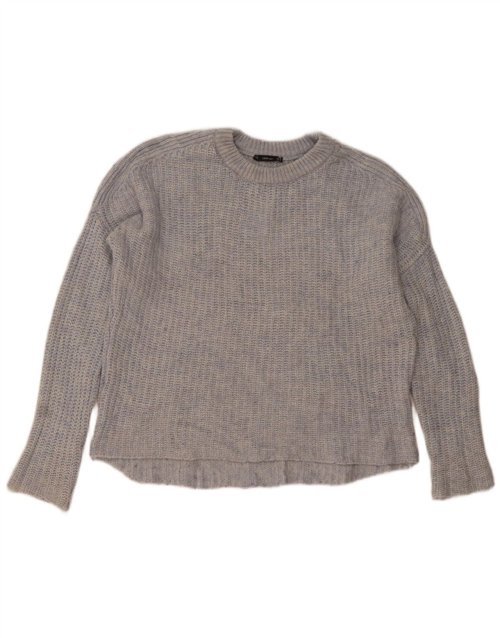 Zara Womens Oversized Boat Neck Jumper Sweater UK 14 Medium Blue Flecked
