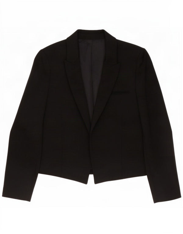 Zara Womens Open Blazer Jacket UK 10 Pequeno Poliéster Preto