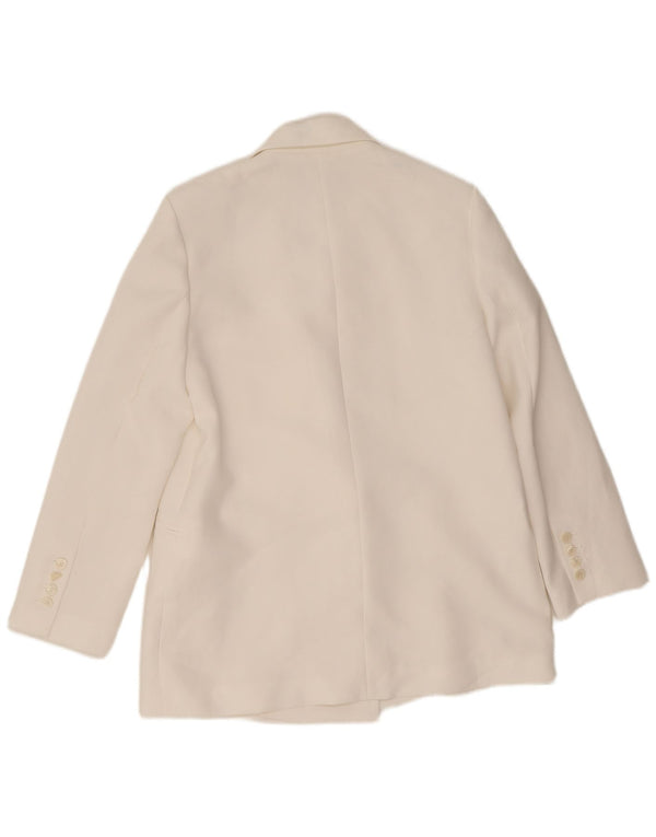 Zara Womens Double Breasted Blazer Jacket UK 14 Medium White Polyester
