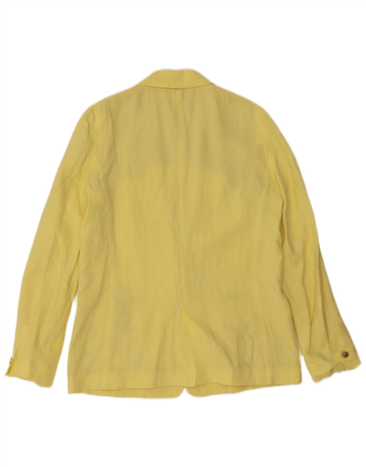 MASSIMO DUTTI Womens 1 Button Blazer Jacket EU 38 Medium Yellow Linen