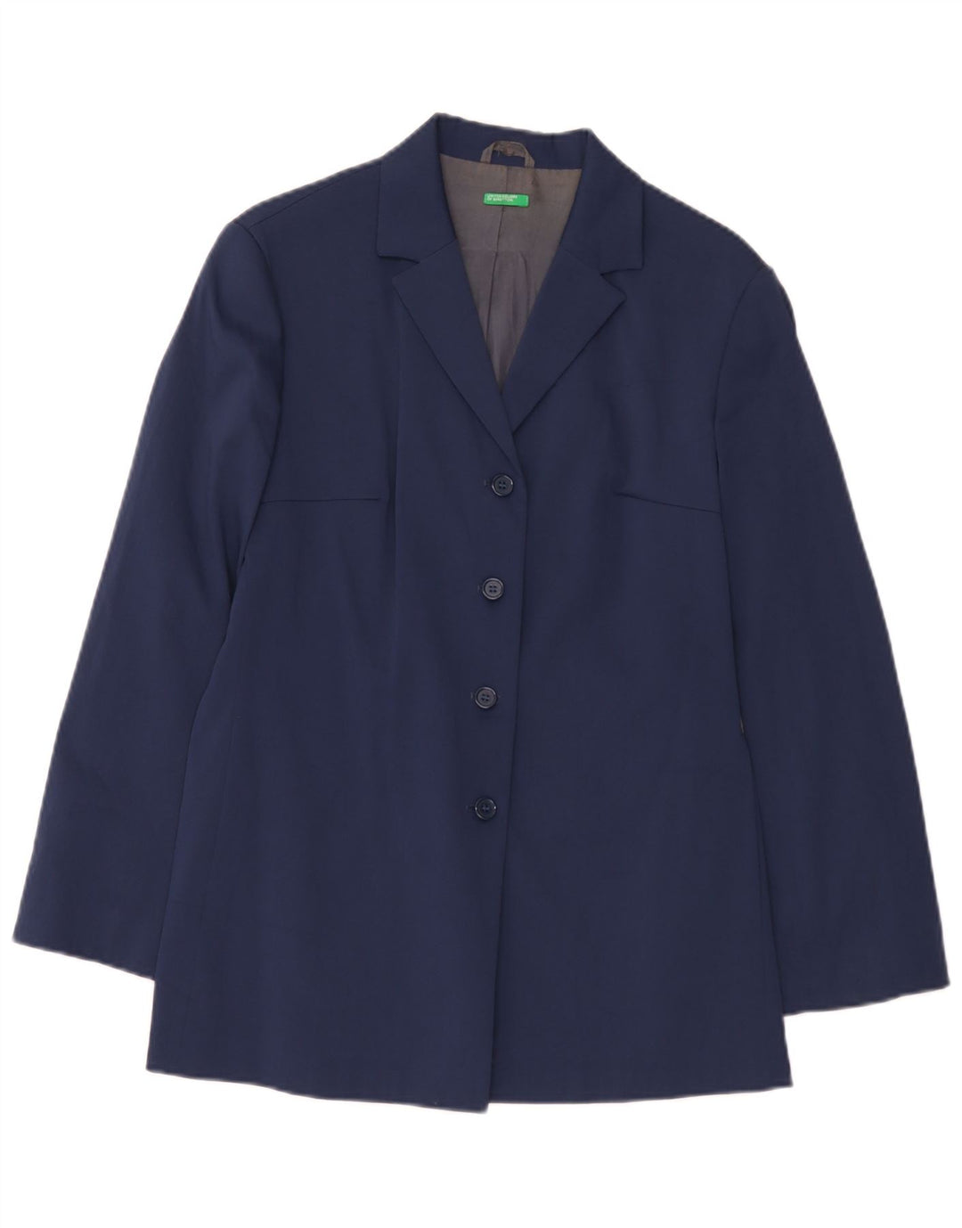Benetton Damen Mantel IT 44 Medium Marineblau Polyester