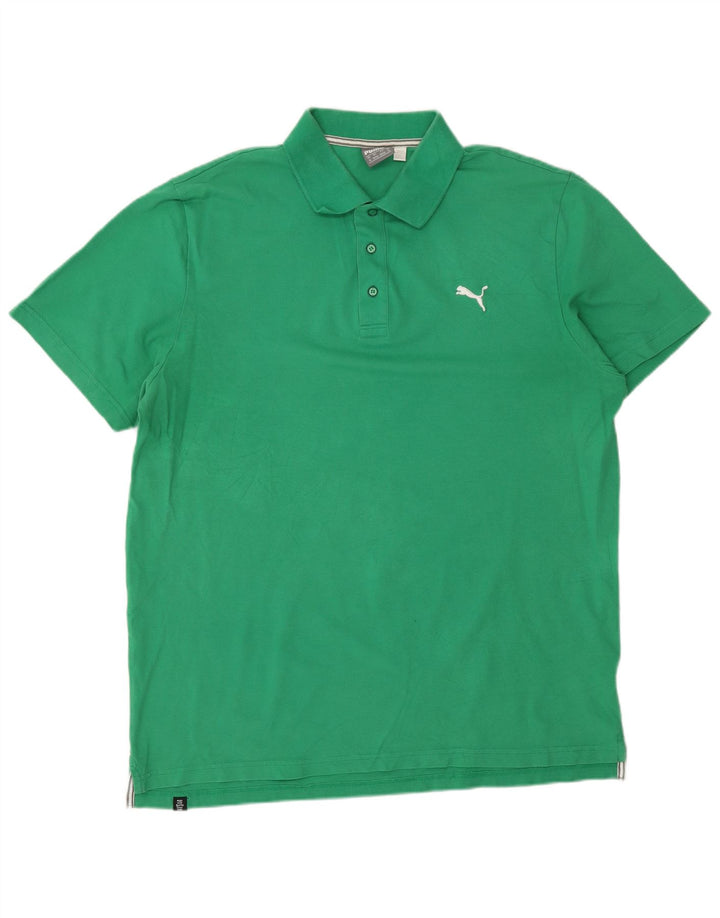 PUMA Mens Polo Shirt XL Green Cotton