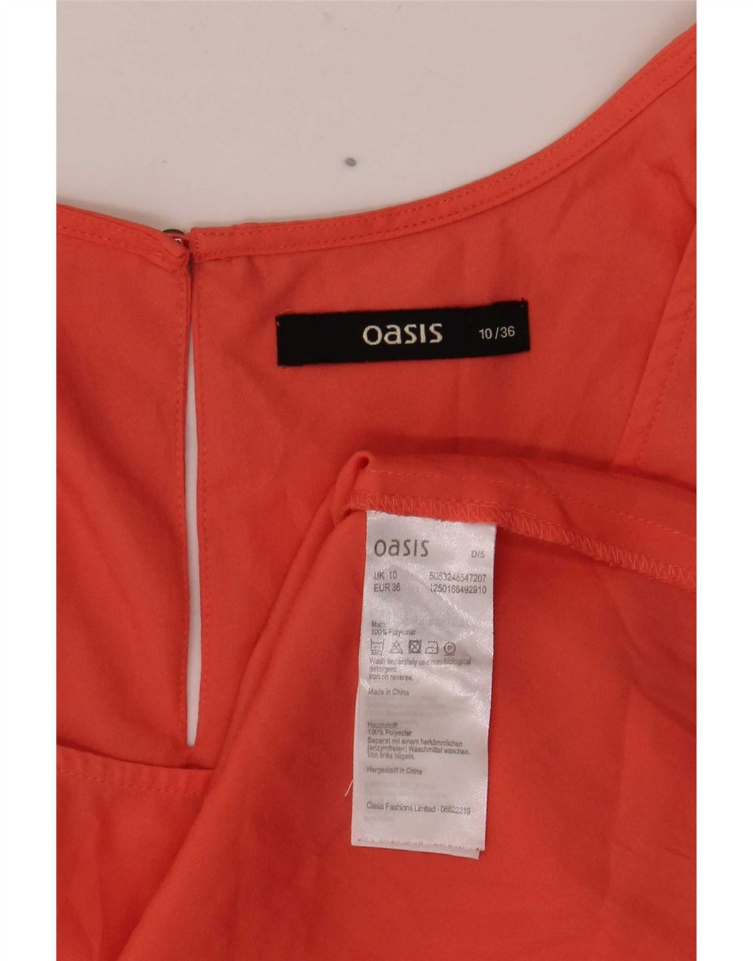 Oasis Blusa sin mangas para mujer Top UK 10 Small Naranja Poliéster
