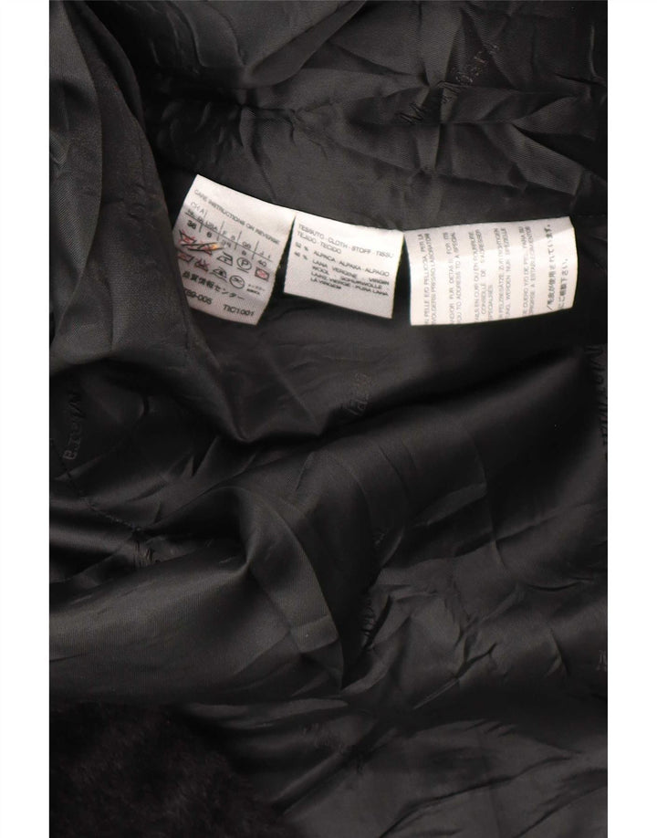 Max Mara Womens Wrap Faux Leather Overcoat UK 8 Small Black Alpaca Wool