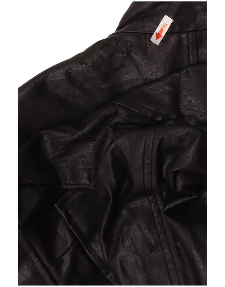 Benetton Veste en simili cuir pour femme UK 8 Small Noir Polyester