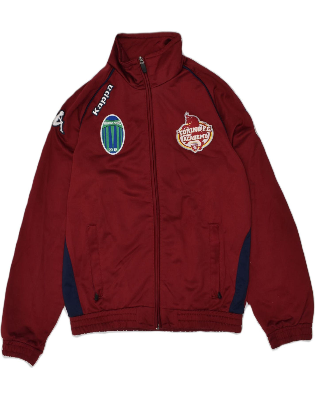 KAPPA Boys Graphic Tracksuit Top Jacket 9-10 Years Maroon Polyester | Vintage Kappa | Thrift | Second-Hand Kappa | Used Clothing | Messina Hembry 