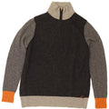 TRUSSARDI Herre sweater med lynlåshals mellemgrå Colourblock Uld