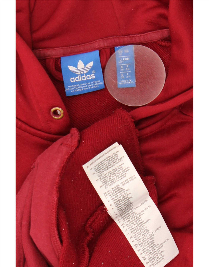 Adidas Womens Zip Hoodie Sweater UK 12 Medium Burgundy Polyester