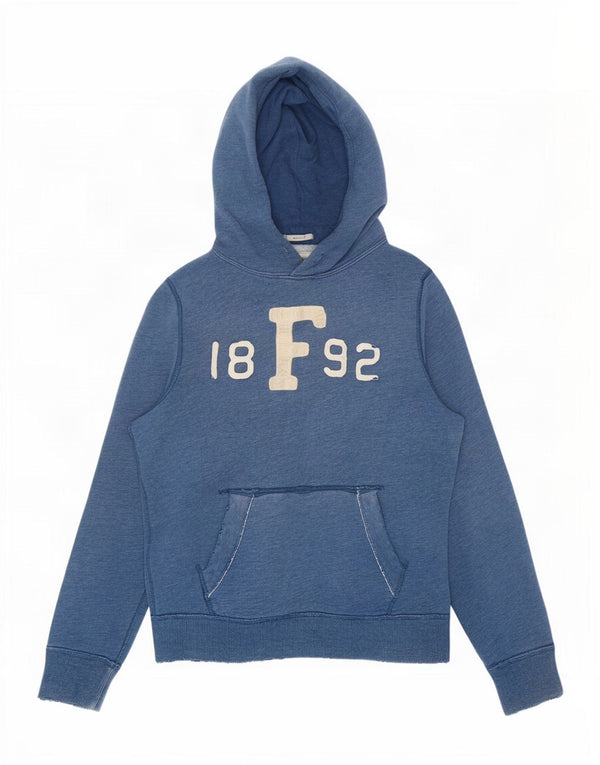 Maglione con cappuccio grafico da uomo Abercrombie & Fitch in cotone blu medio