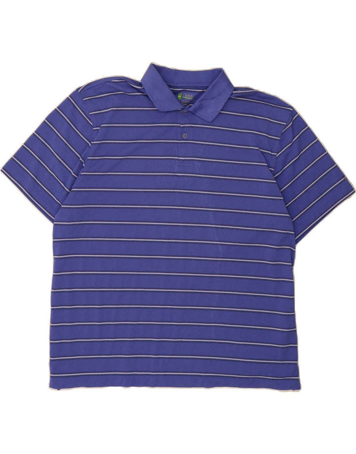 IZOD Mens Golf Polo Shirt 2XL Blue Striped Polyester Vintage Izod and Second-Hand Izod from Messina Hembry 