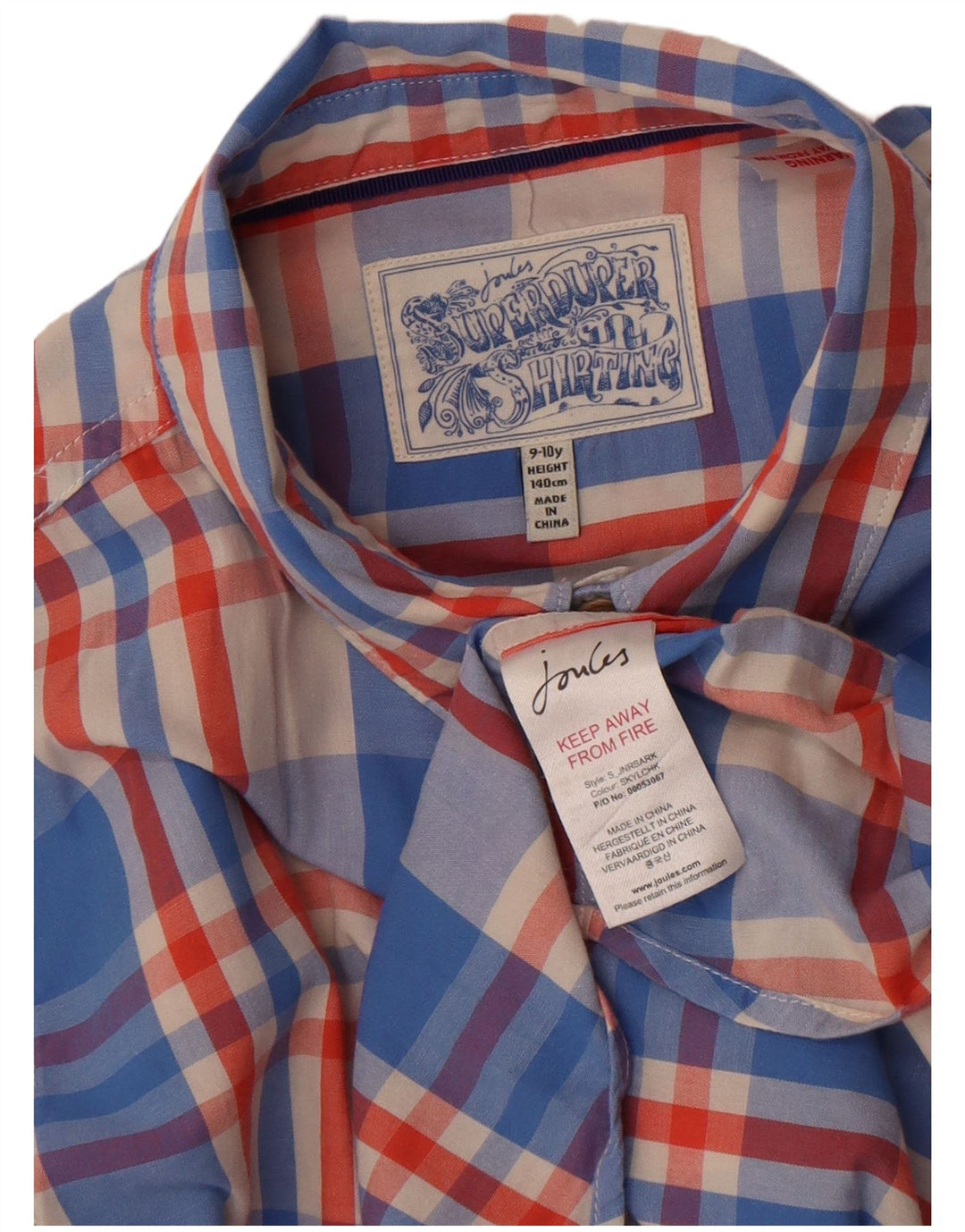 Joules Boys Shirt 9-10 Years Blue Plaid Cotton