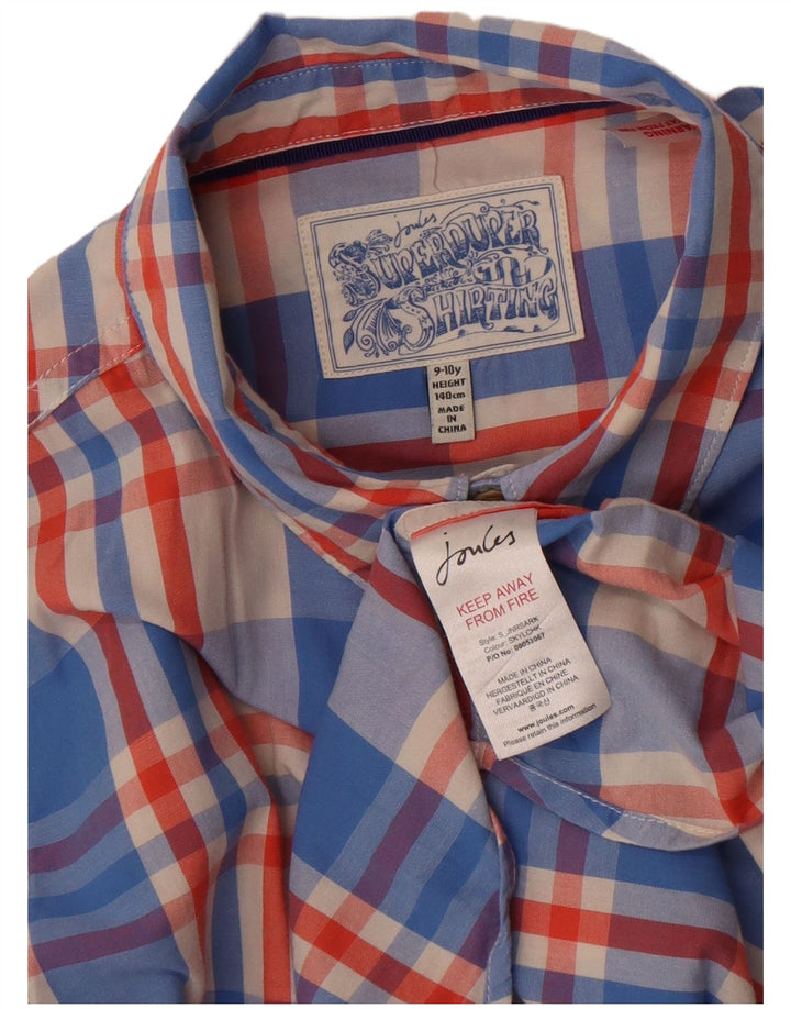 Joules Boys Shirt 9-10 Years Blue Plaid Cotton