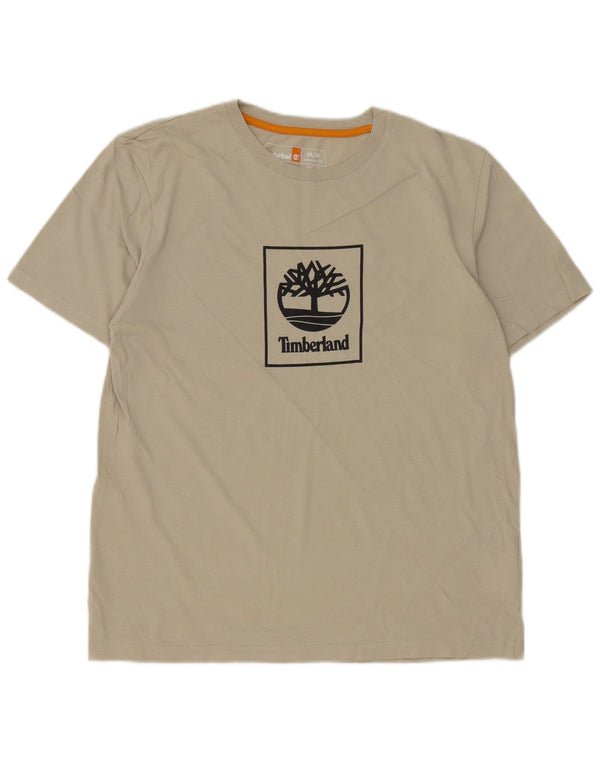 Timberland Mens Regular Fit Graphic T-Shirt Top Medium Beige Cotton