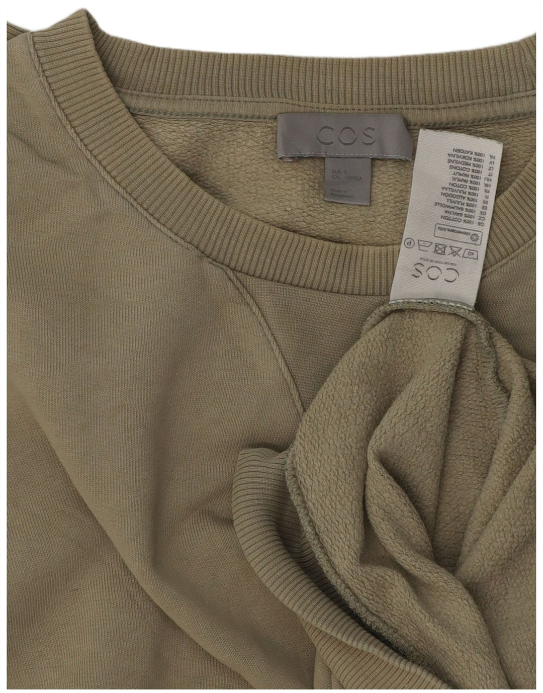 Cos Mens Sweatshirt Jumper Small Khaki Cotton