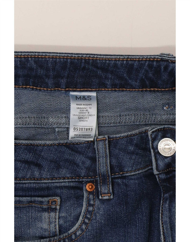 Marks & Spencer Womens High Rise Cropped Jeans UK 12 Medium W30 L25 Blue