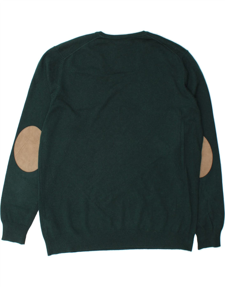 MASSIMO DUTTI Mens V-Neck Jumper Sweater XL Green Cotton Vintage Massimo Dutti and Second-Hand Massimo Dutti from Messina Hembry 