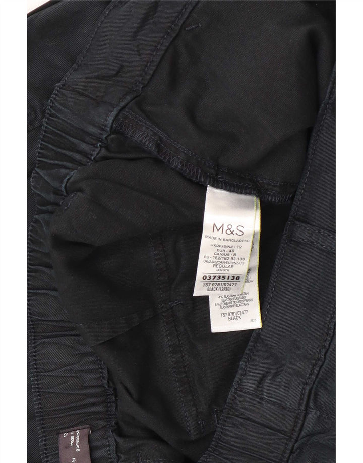 Marks & Spencer Womens Crop Cargo Trousers UK 12 Medium W30 L23 Black