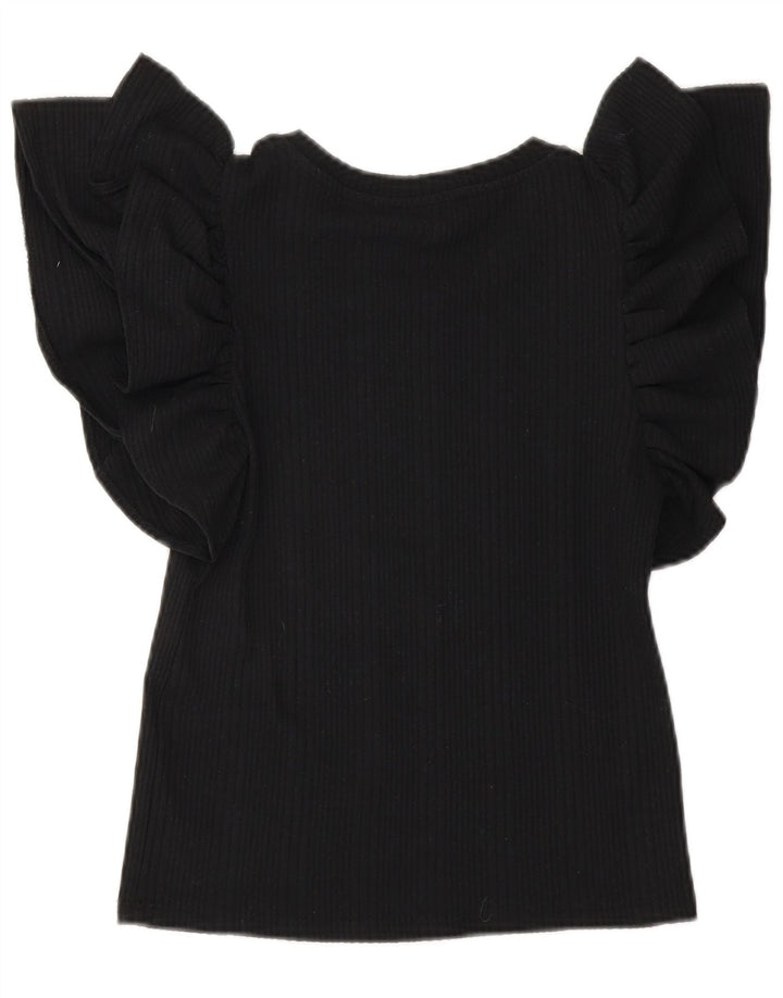 Zara Damen Crop Bluse Top UK 10 Small Schwarz