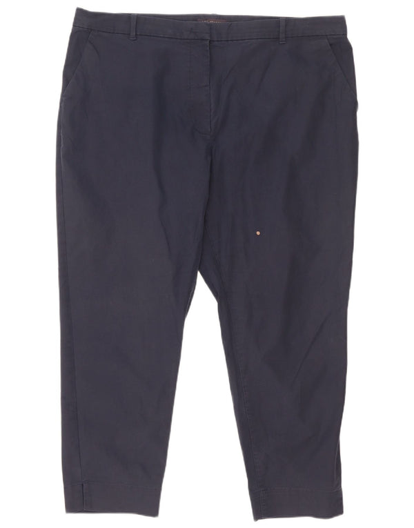 Marks & Spencer Dame Slim Fit Cropped Trousers UK 18 XL W38 L25 Navy Blue