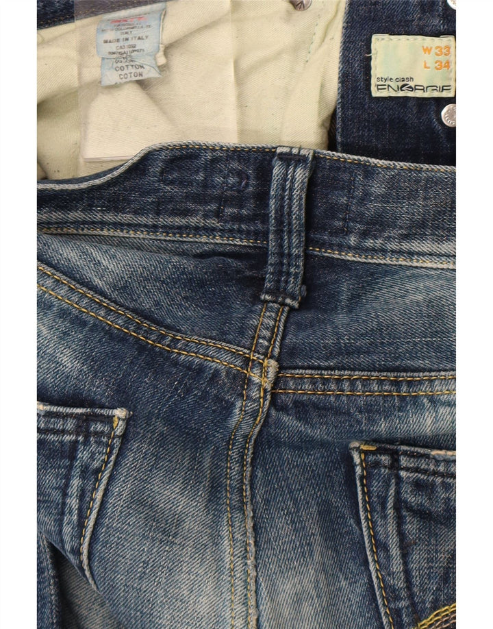 Energe Mens Straight Jeans W33 L34 Blue Cotton