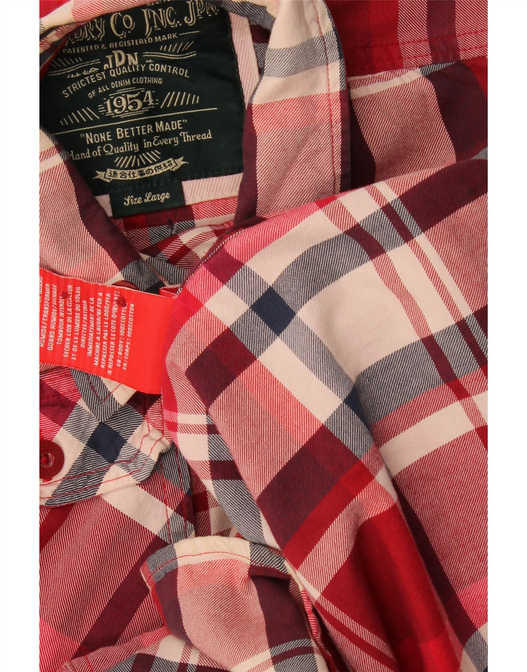 Superdry Herrenhemd aus Baumwolle, groß, rot kariert