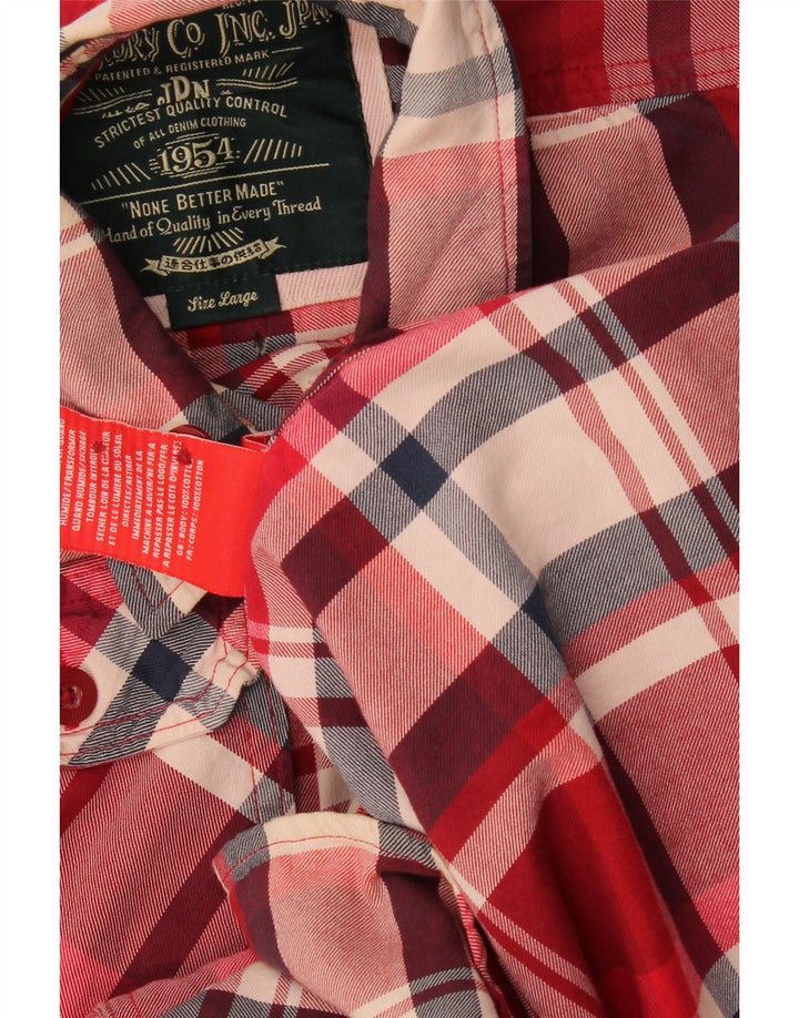 Superdry Herrenhemd aus Baumwolle, groß, rot kariert