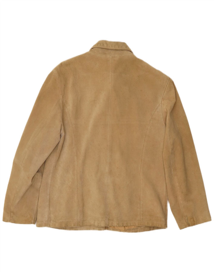 Vintage Damen Wildlederjacke IT 46 Großes Beige Leder