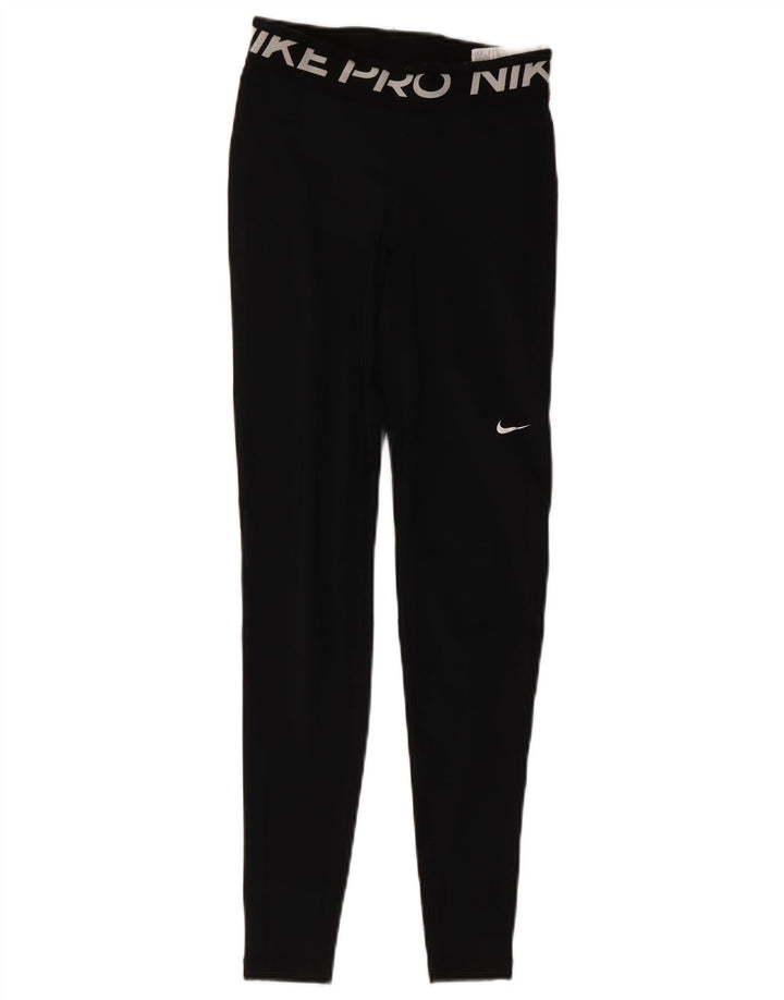 Leggings grafici Nike Dri Fit da donna UK 4 XS poliestere nero