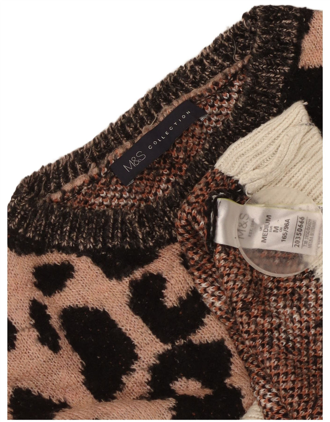 Maglione maglione con scollo a barca da donna Marks & Spencer UK 14 medio multicolore
