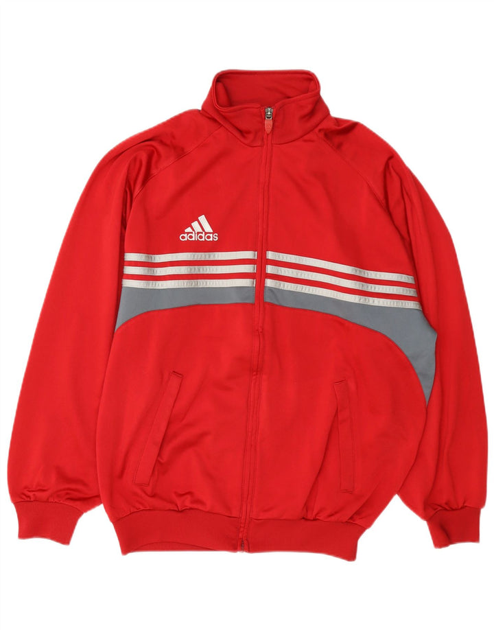 Adidas Træningsdragt til mænd, topjakke UK 34/36 Small Red Colourblock Polyester