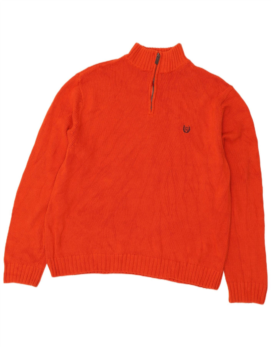 CHAPS Mens Zip Neck Jumper Sweater XL Orange Cotton