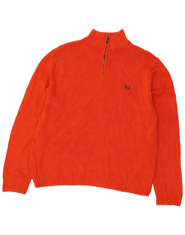 Maglione da uomo con collo con zip CHAPS XL in cotone arancione