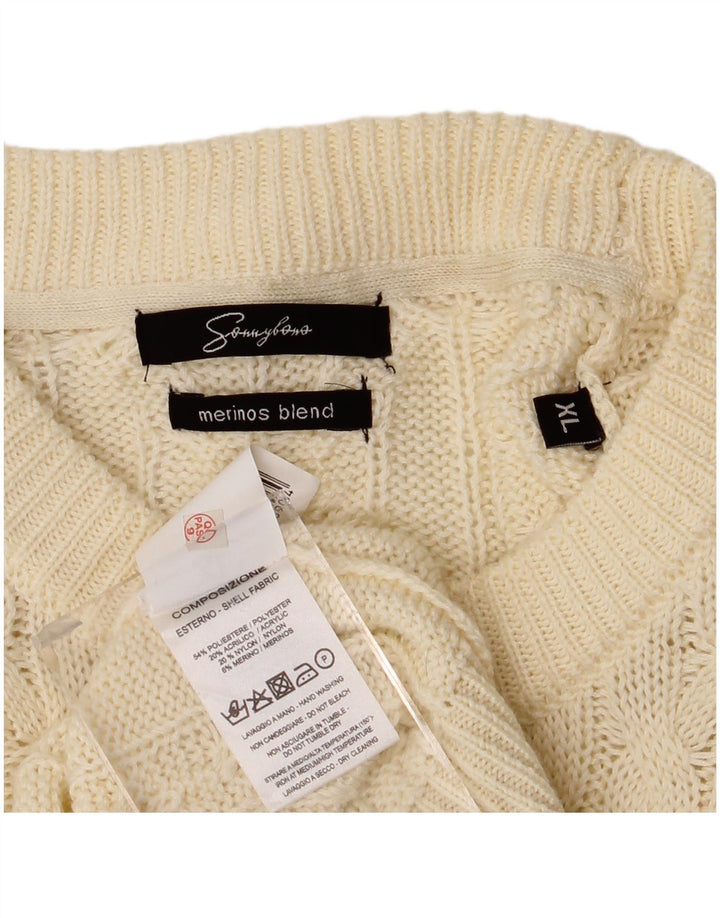 Sonny Bono Mens Crew Neck Jumper Sweater XL Off White Polyester