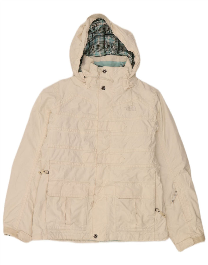 Damska kurtka narciarska z kapturem The North Face UK 10, mała, biała, poliestrowa