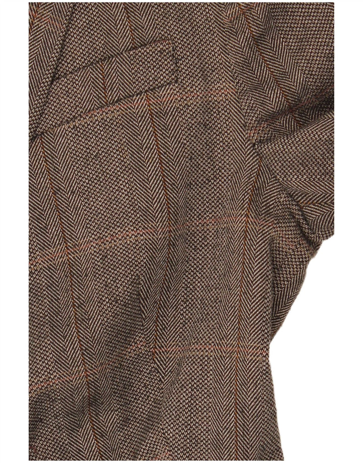 Zara Womens 1 Button Blazer Jacket UK 10 Small Grey Check